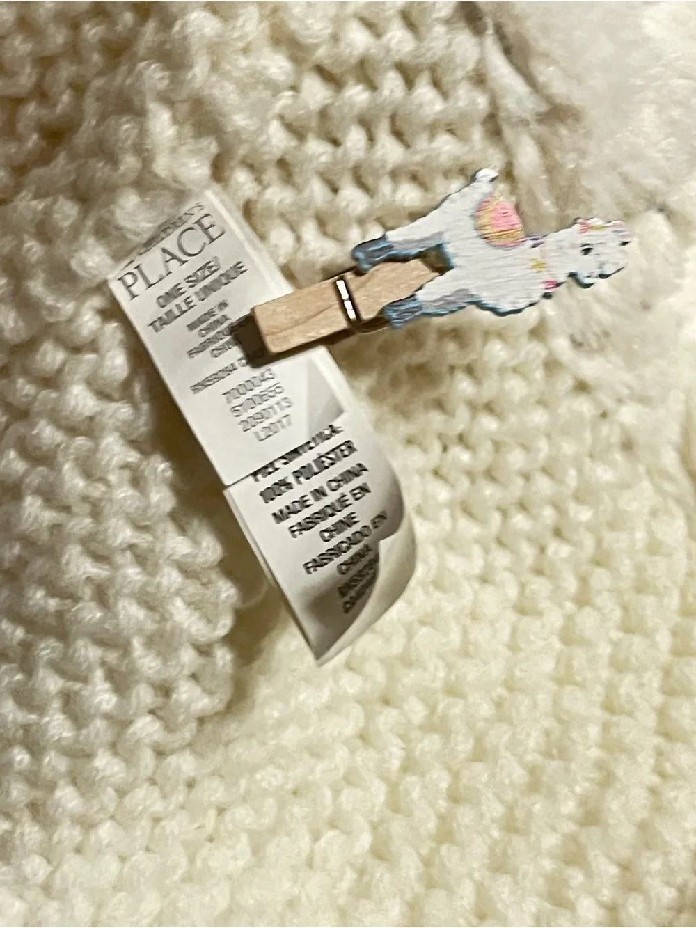 The Children’s Place Cream Knit Cozy Wrap Scarf Embroidered Glittery Hearts